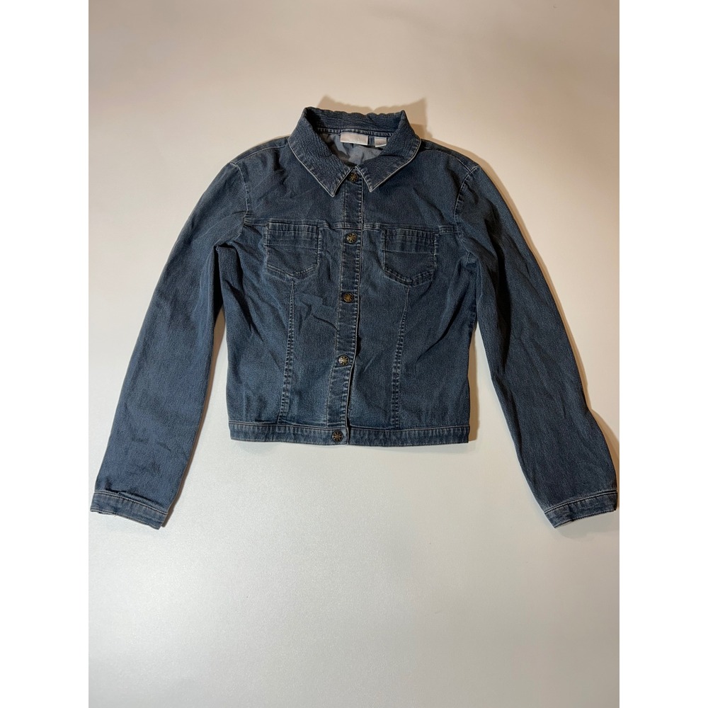 Halogen Denim Jacket Women's Size M Blue Button Up Stretch